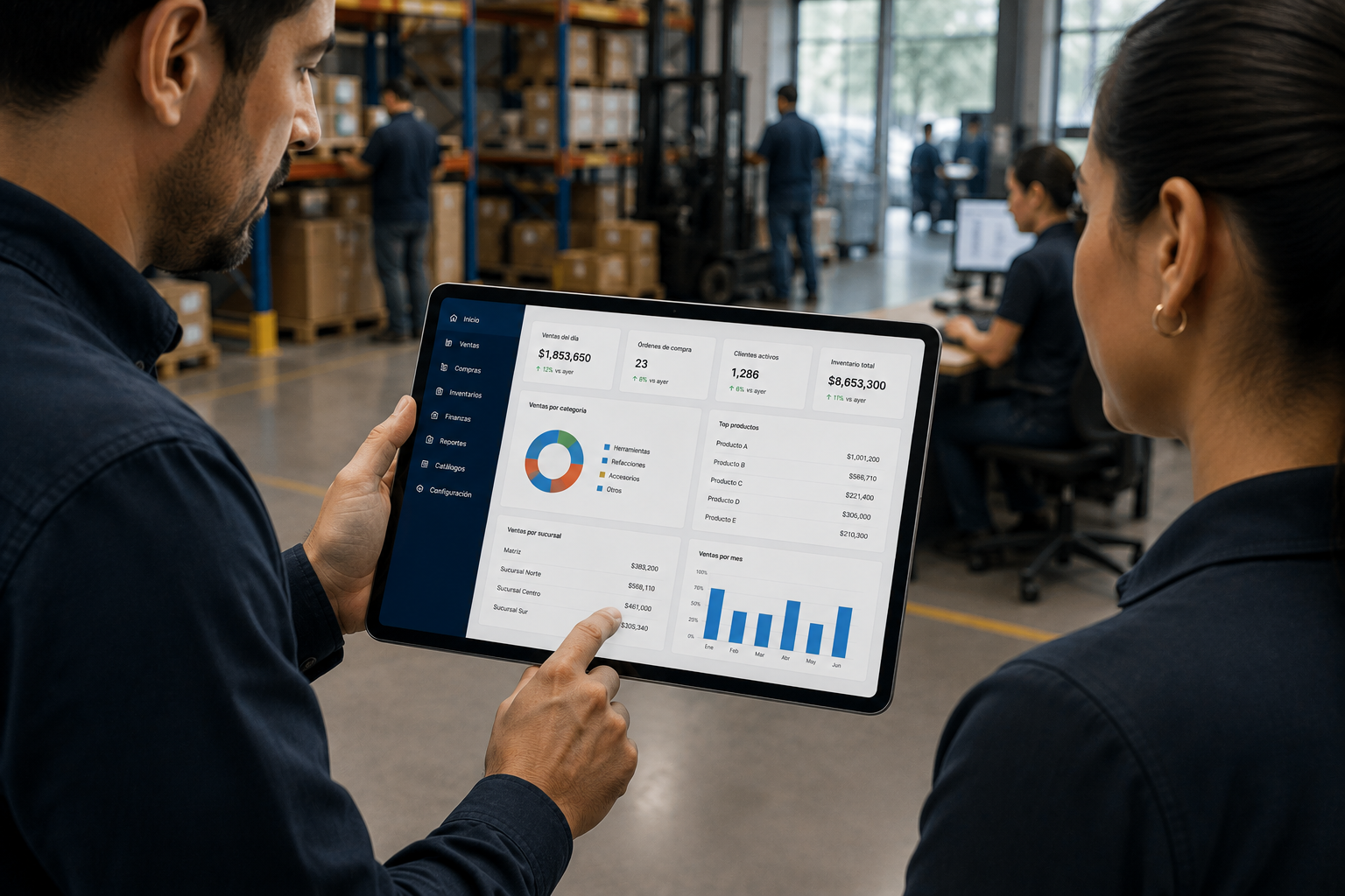 ERP Control Truck para gestión empresarial | G4 Technology Usuario gestionando ventas, inventarios y operación desde un ERP empresarial de G4 Technology