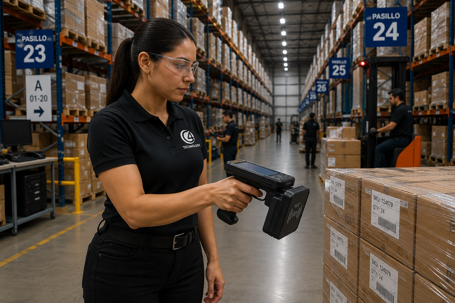 Movilidad empresarial e inventario RFID | G4 Technology Operación de inventario en almacén con lector RFID y soluciones de movilidad empresarial de G4 Technology